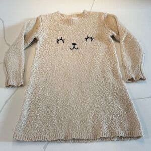 Cat & Jack girls long sleeve teddy bear dress tan black size 4T 🐻🤎